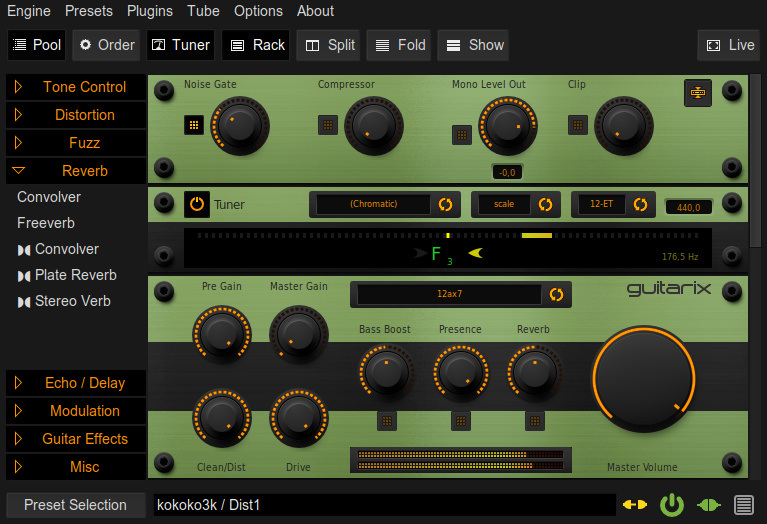 Guitarix rack
