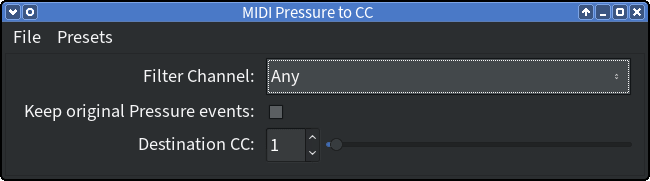 MIDIPressureToCC generic UI in jalv